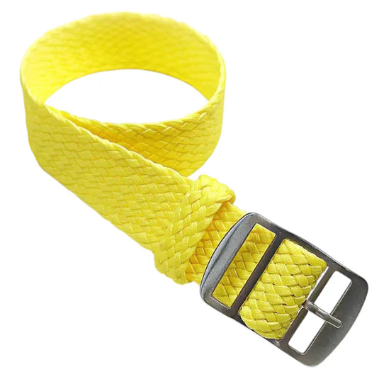 bracelet montre nylon tressé tissu perlon jaune