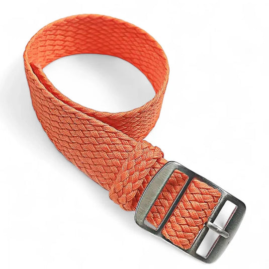 bracelet montre nylon tressé tissu perlon orange