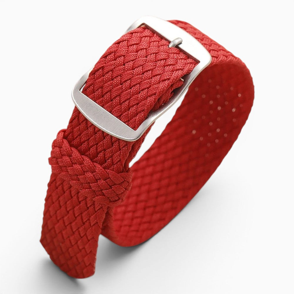 bracelet montre nylon tressé tissu perlon rouge