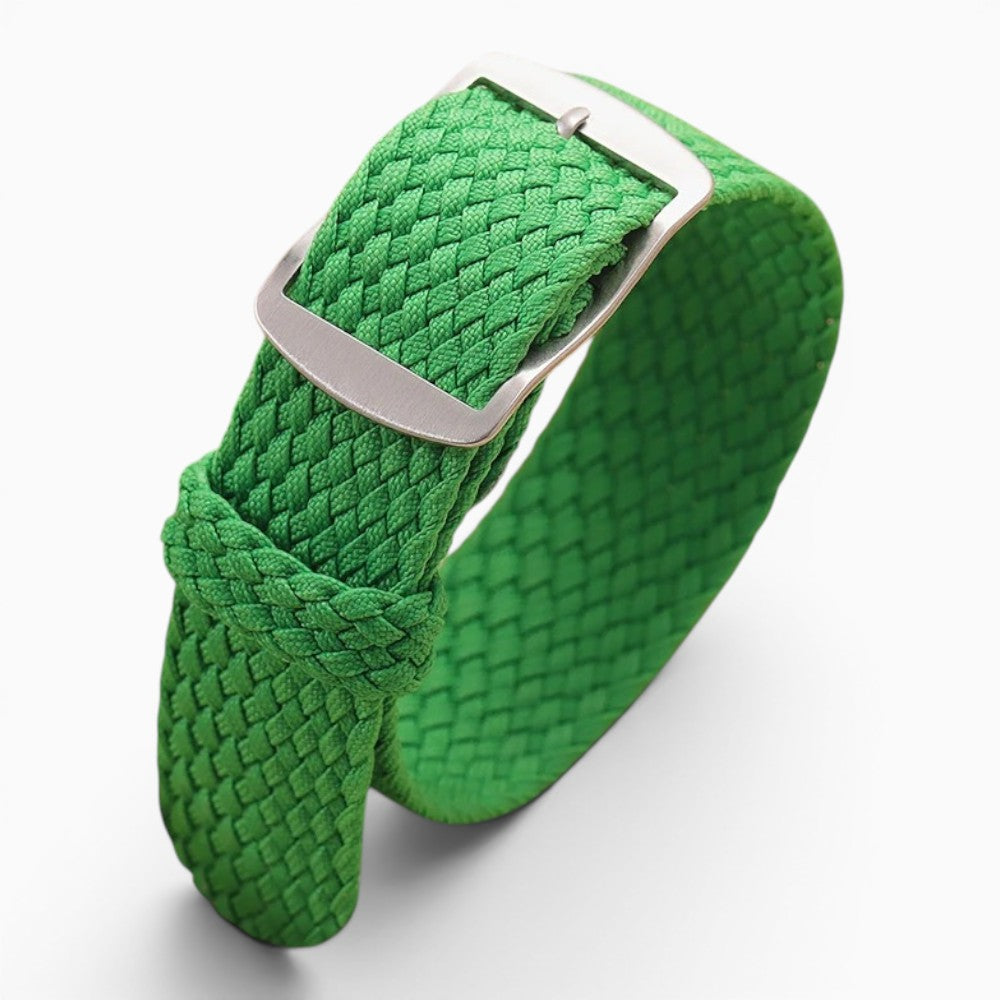 bracelet montre nylon tressé tissu perlon vert