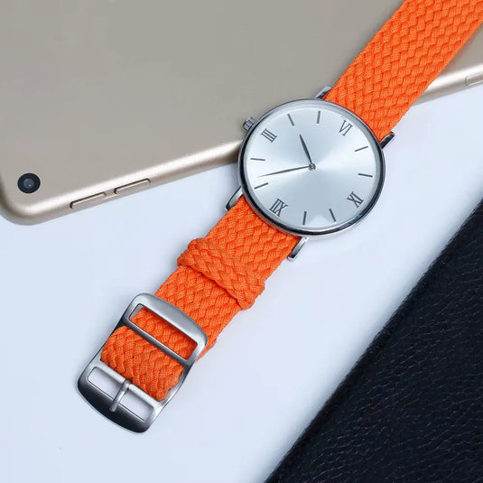 bracelet montre perlon nylon tressé orange