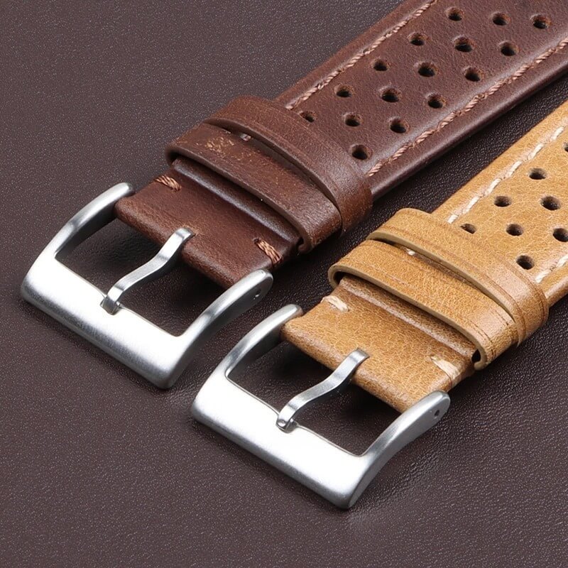 bracelet montre rallye cuir perforé boucle ardillon