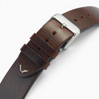 Bracelet montre rétro en cuir ciré marron 2