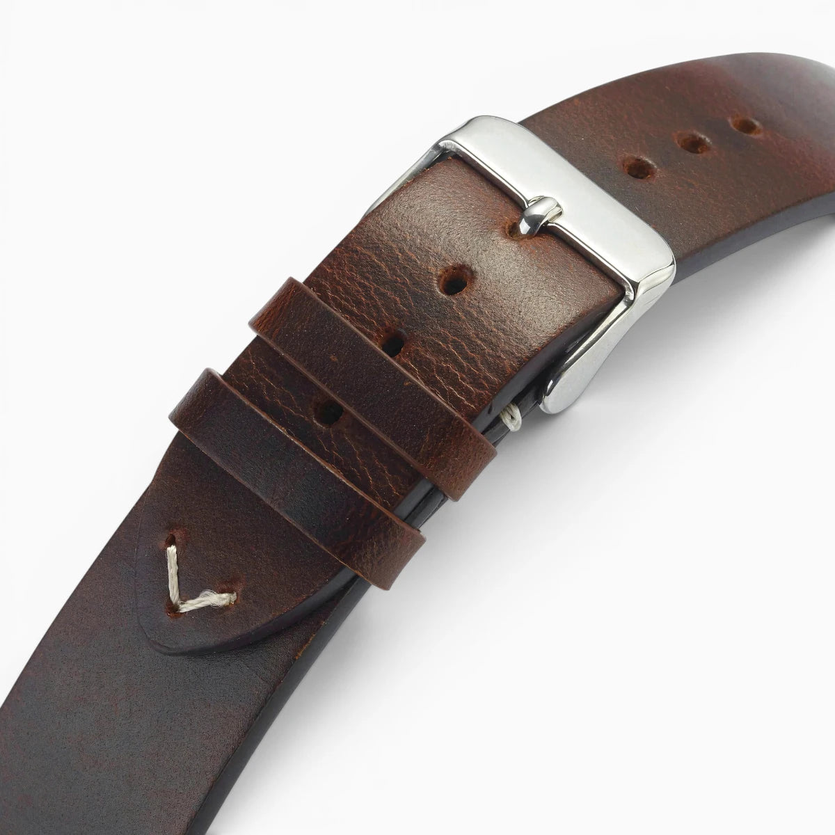 Bracelet montre rétro en cuir ciré marron 2