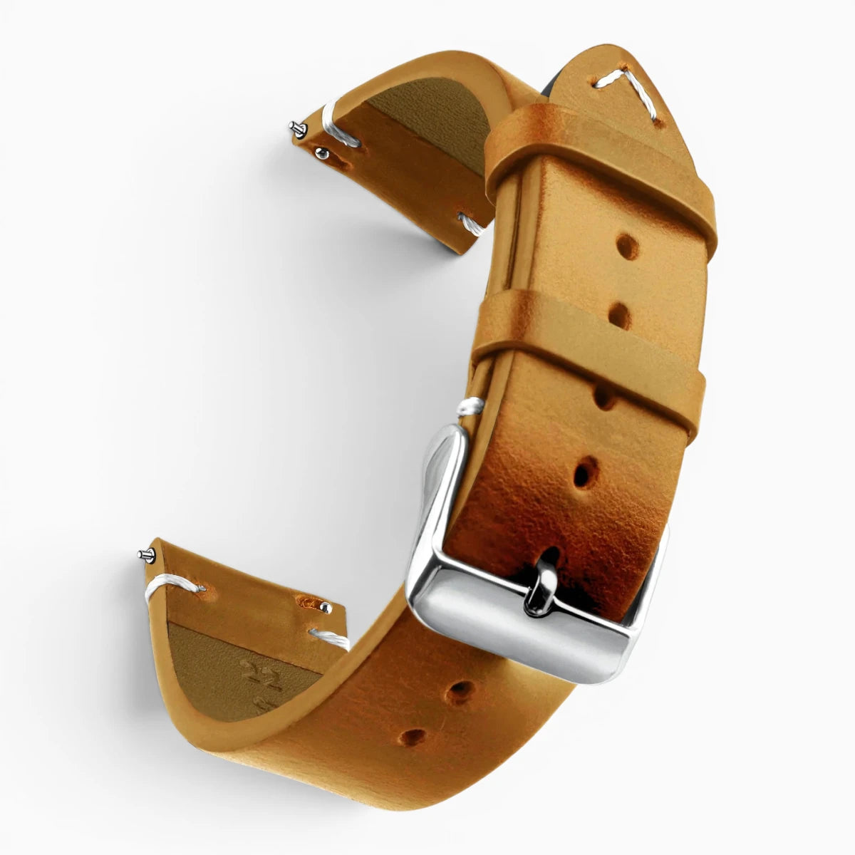 Bracelet montre rétro en cuir ciré marron clair