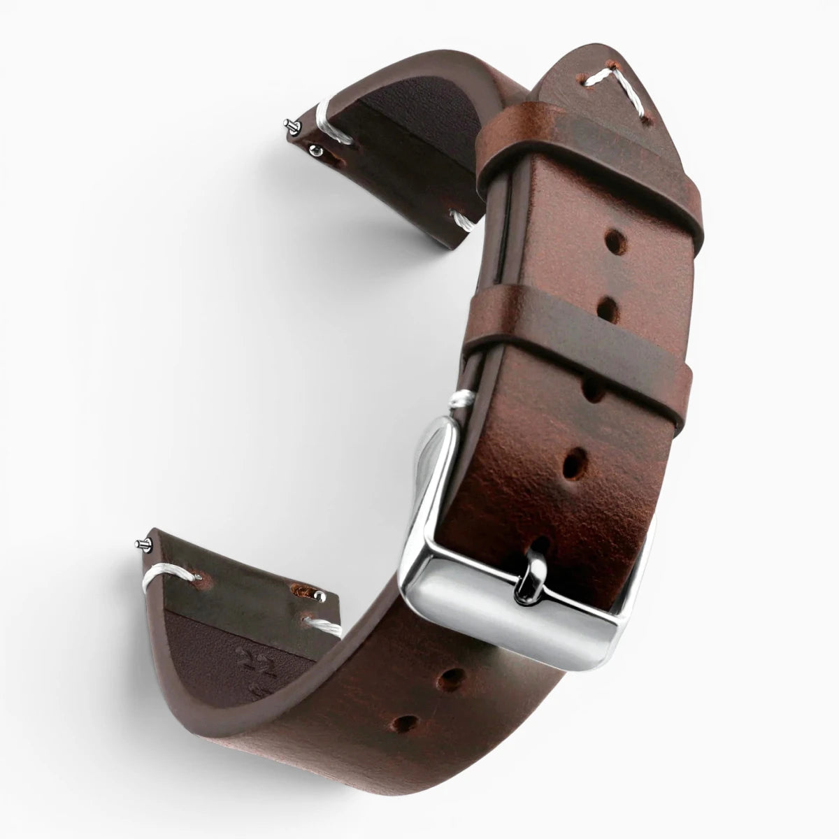 Bracelet montre rétro en cuir ciré marron
