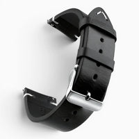 Bracelet montre rétro en cuir ciré noir