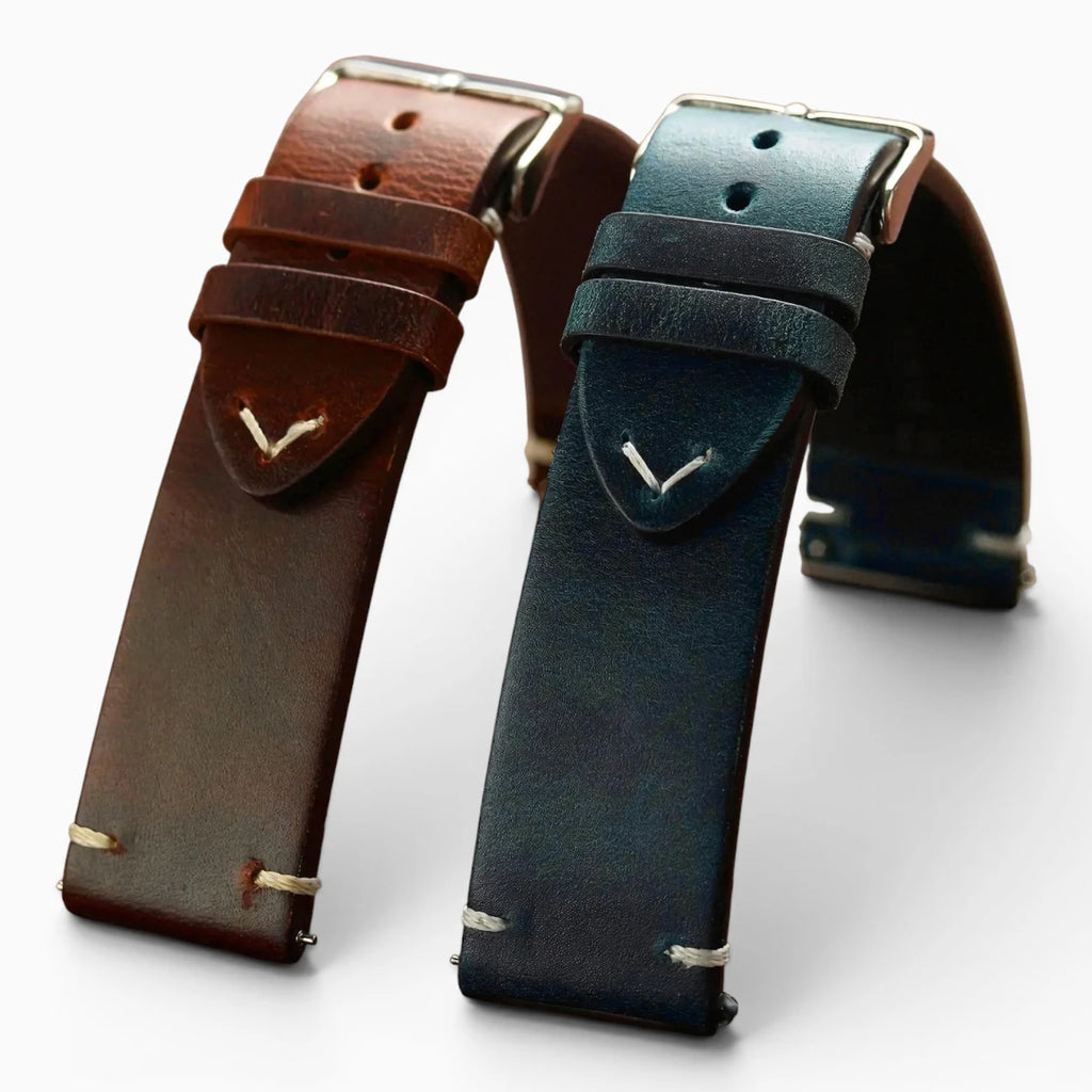 Bracelet montre rétro en cuir ciré