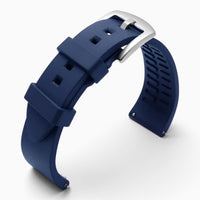 Bracelet montre silicone bleu marine boucle argentée