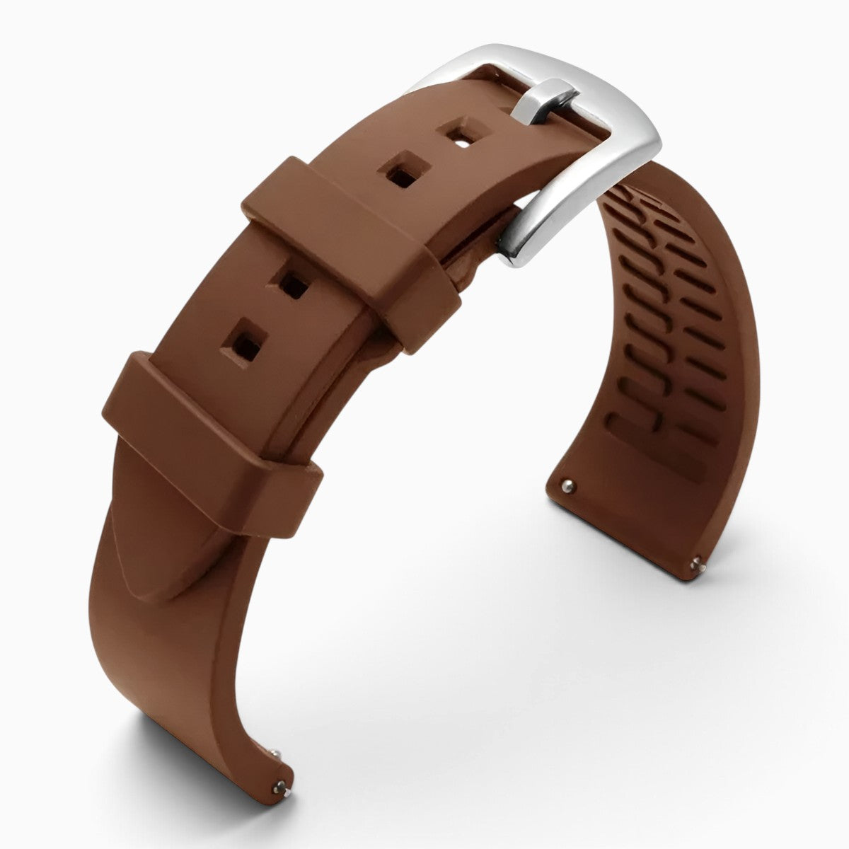 Bracelet montre silicone marron boucle argentée