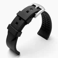 Bracelet montre silicone noir boucle argentée