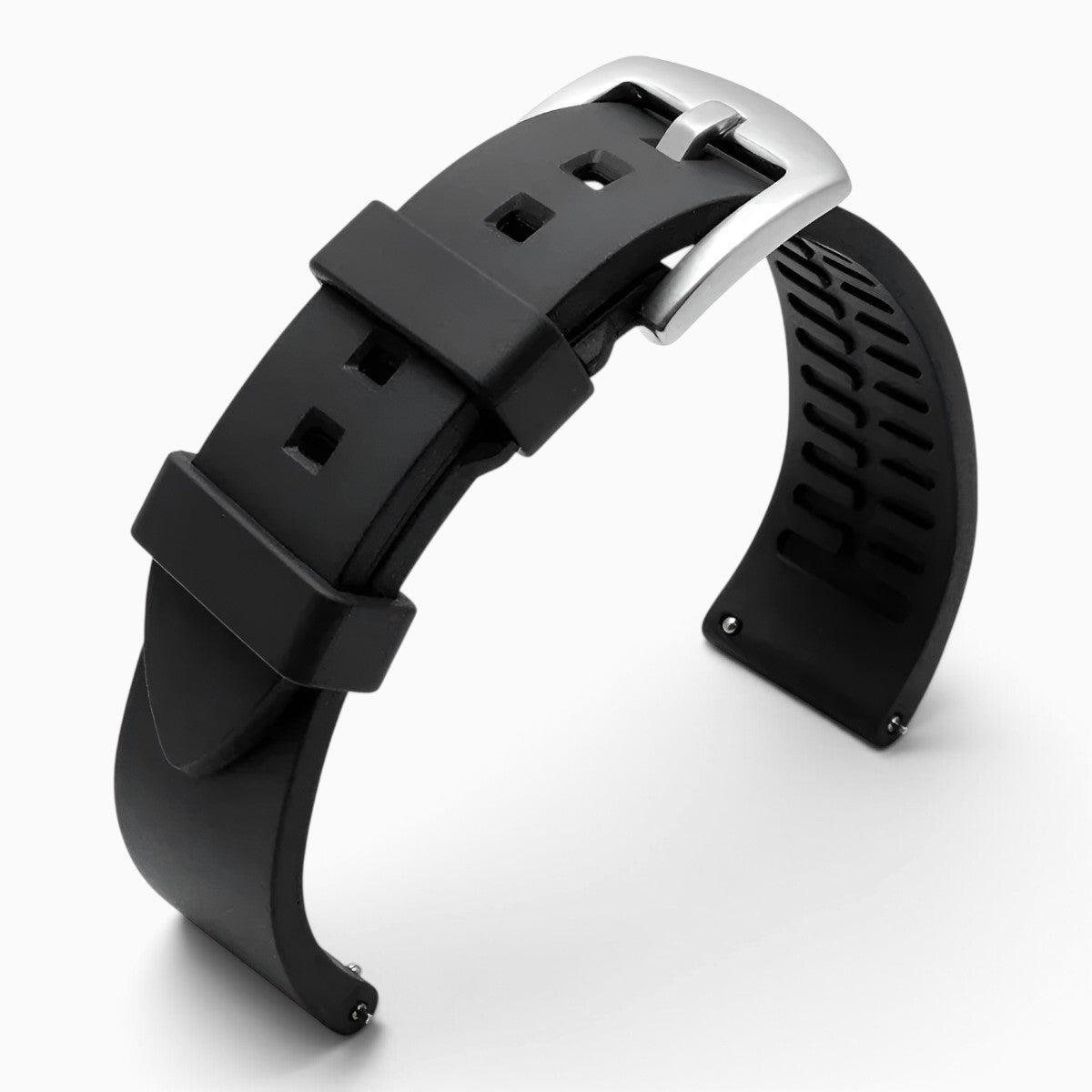 Bracelet montre silicone noir boucle argentée
