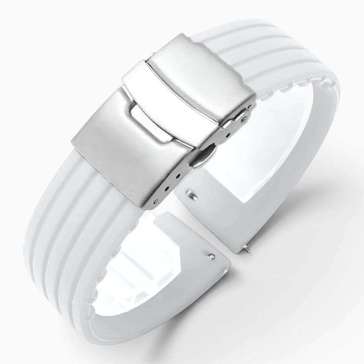 Bracelet montre silicone blanc boucle déployante