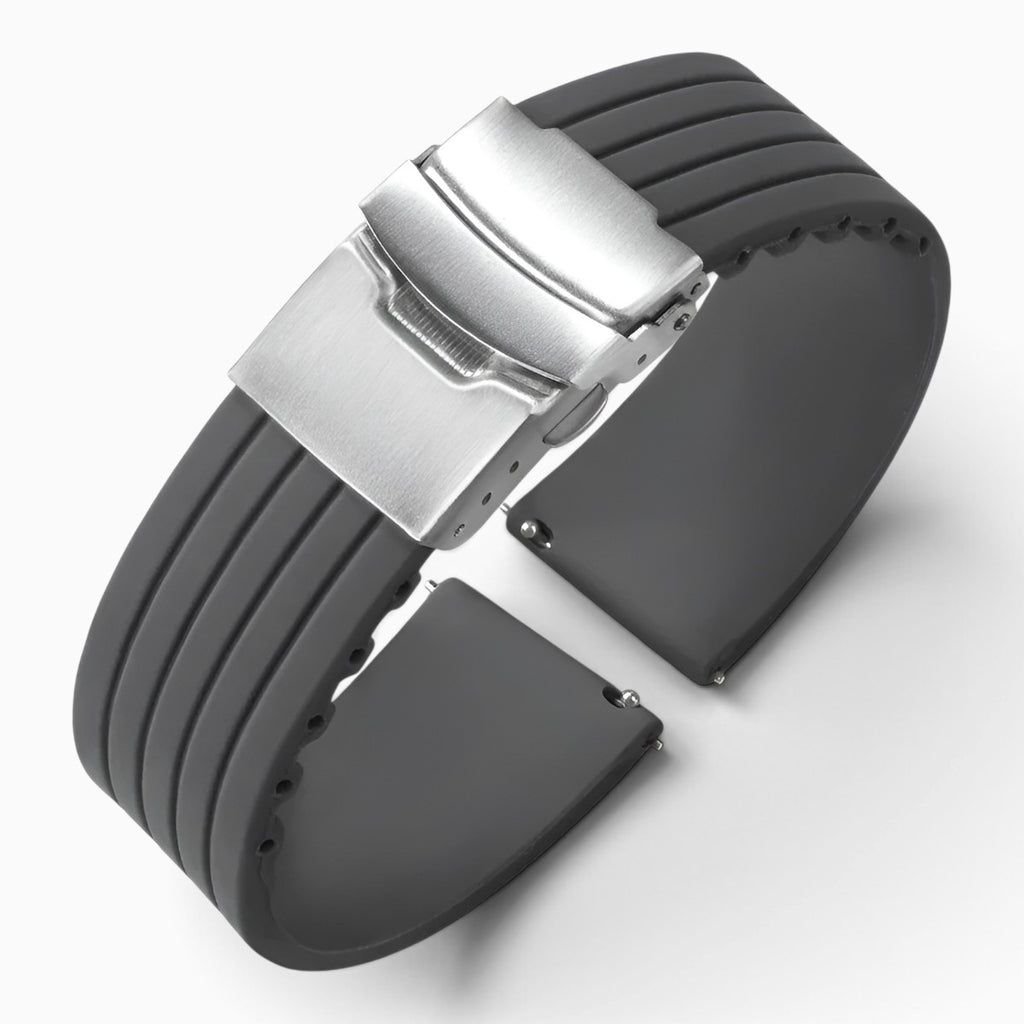 Bracelet montre silicone gris boucle déployante