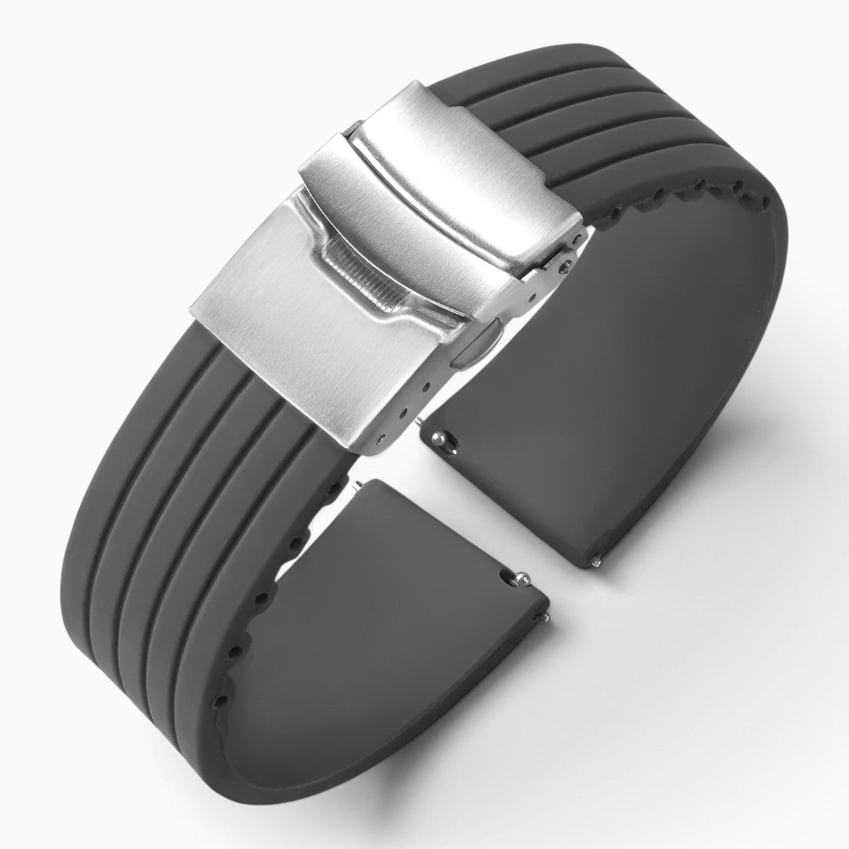 Bracelet montre silicone gris boucle déployante