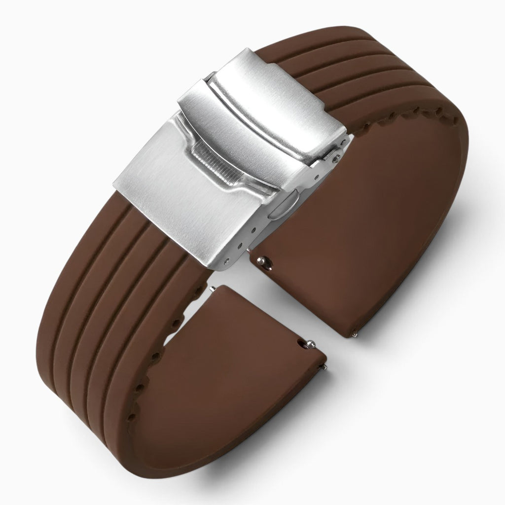 Bracelet montre silicone marron boucle déployante