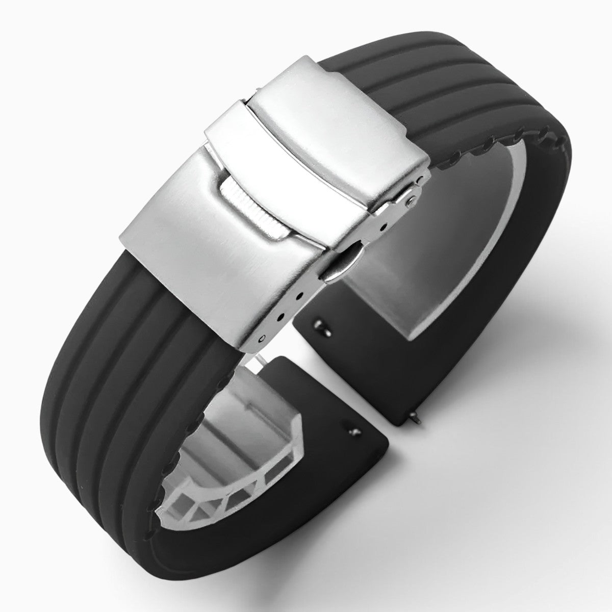 Bracelet montre silicone noir boucle déployante