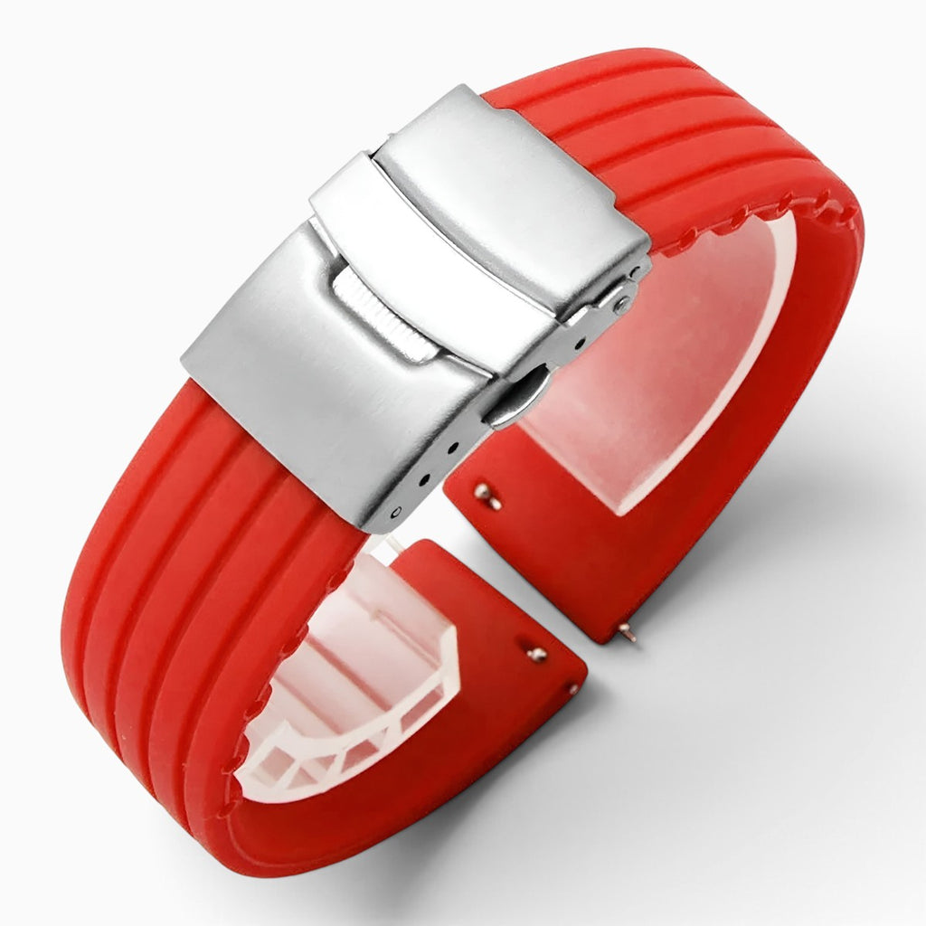 Bracelet montre silicone rouge boucle déployante