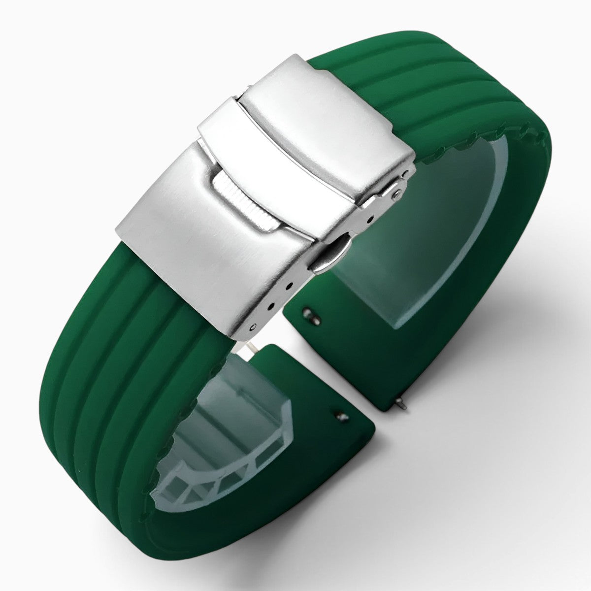 Bracelet montre silicone vert boucle déployante
