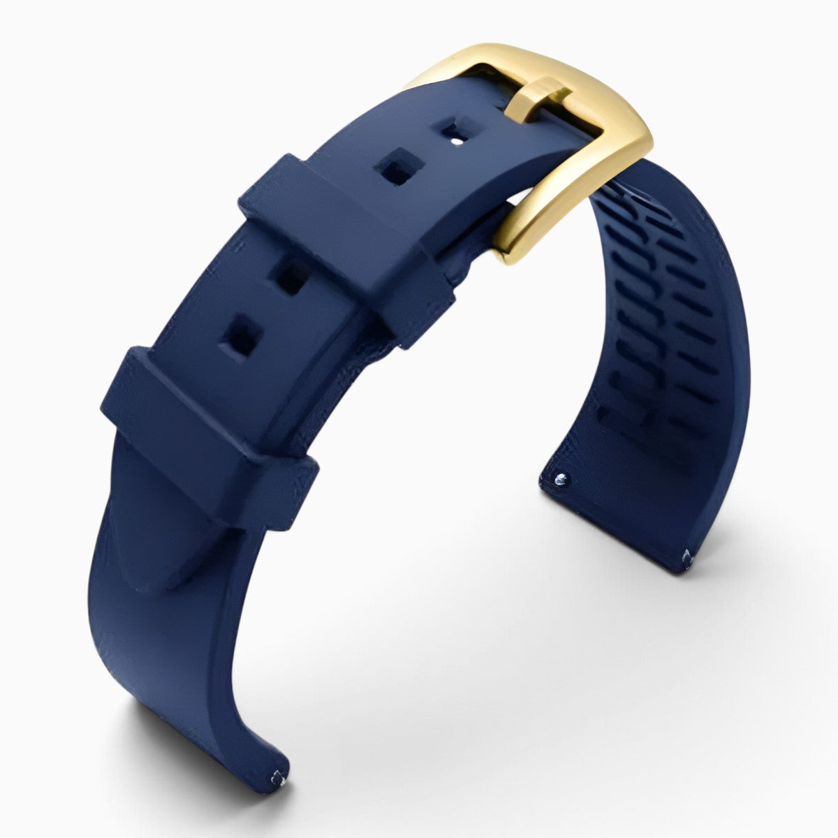 Bracelet montre silicone bleu marine boucle dorée