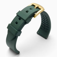 Bracelet montre silicone kaki boucle dorée