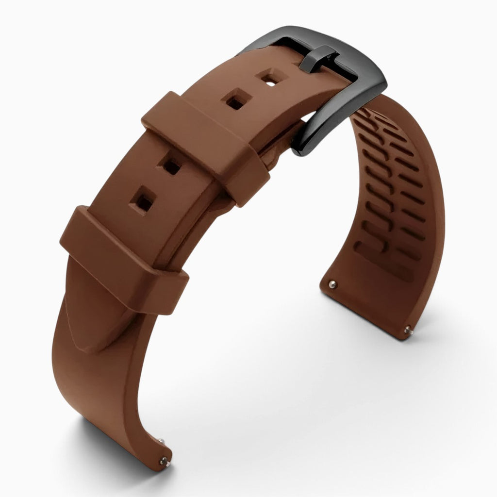 Bracelet montre silicone marron boucle noire