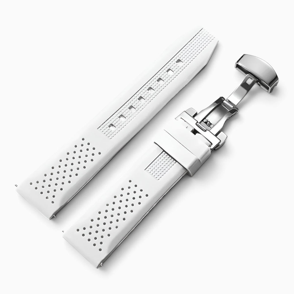 Bracelet montre silicone blanc fermoir papillon