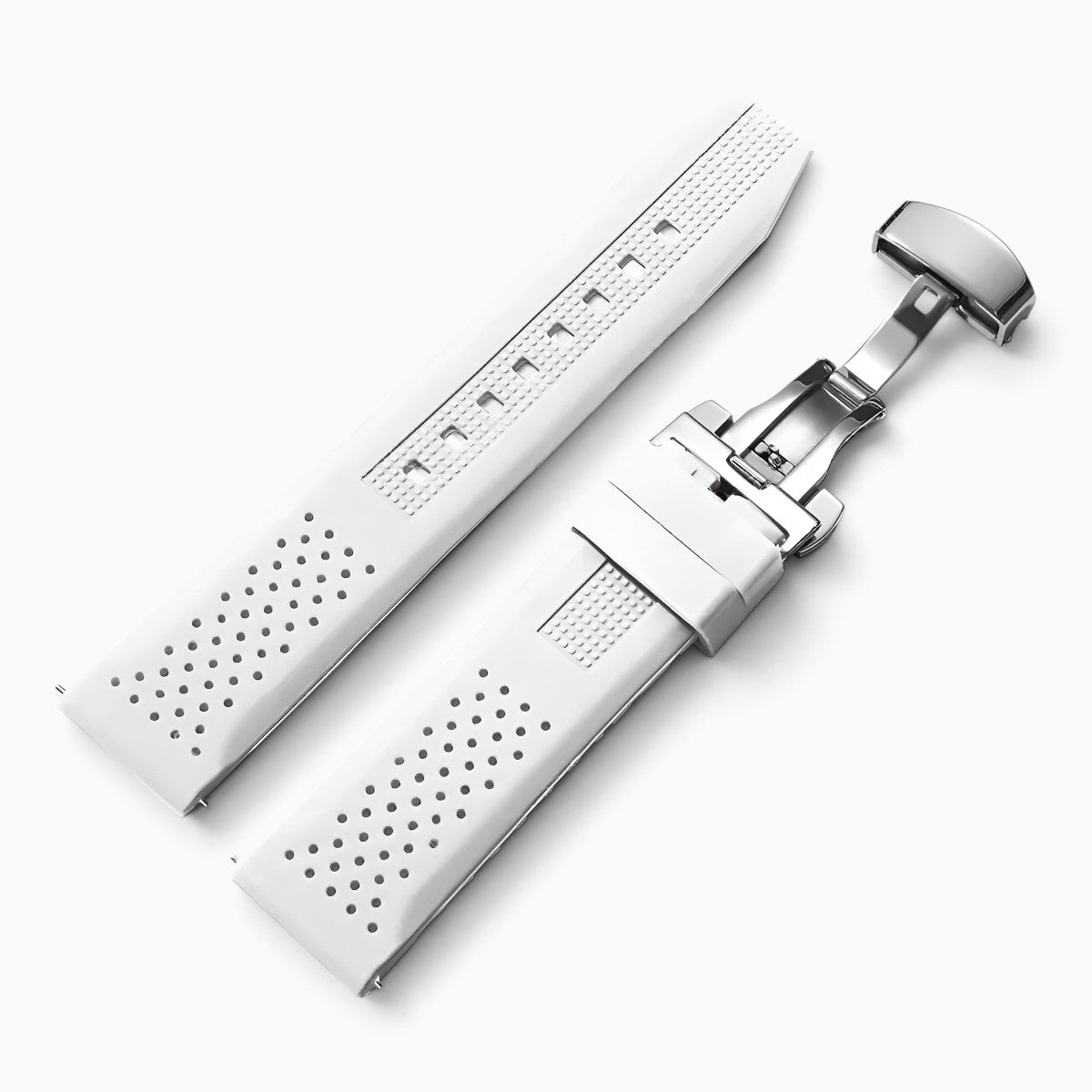 Bracelet montre silicone blanc fermoir papillon
