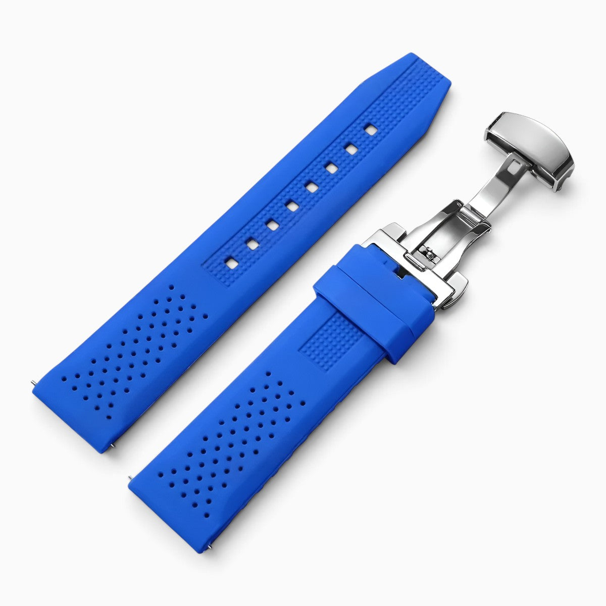 Bracelet montre silicone bleu fermoir papillon