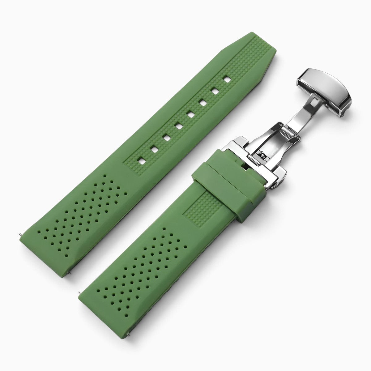 Bracelet montre silicone kaki fermoir papillon