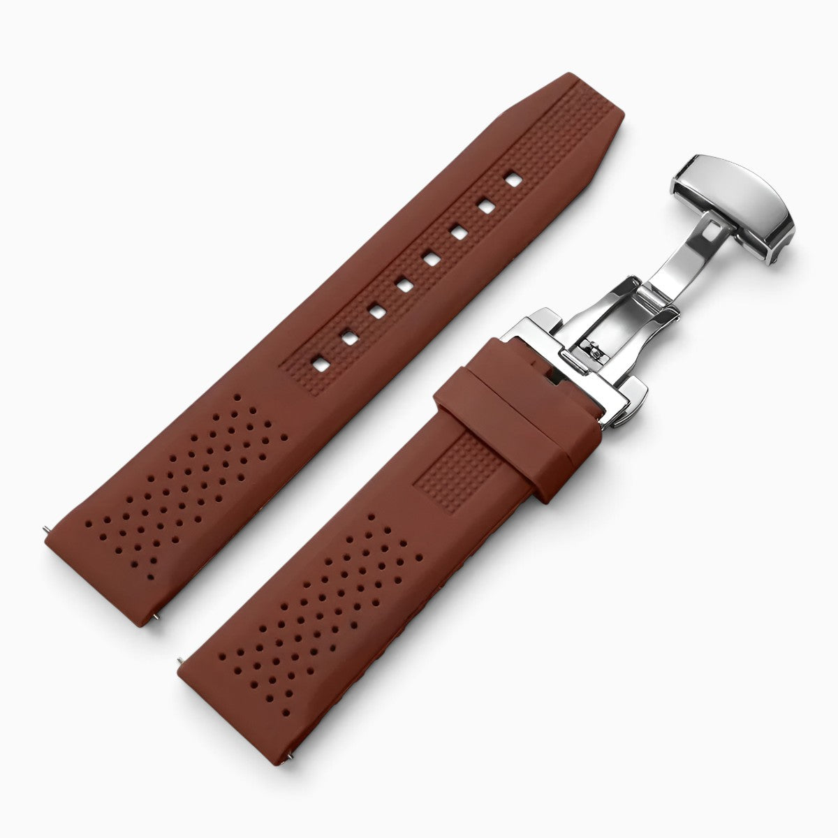 Bracelet montre silicone marron fermoir papillon