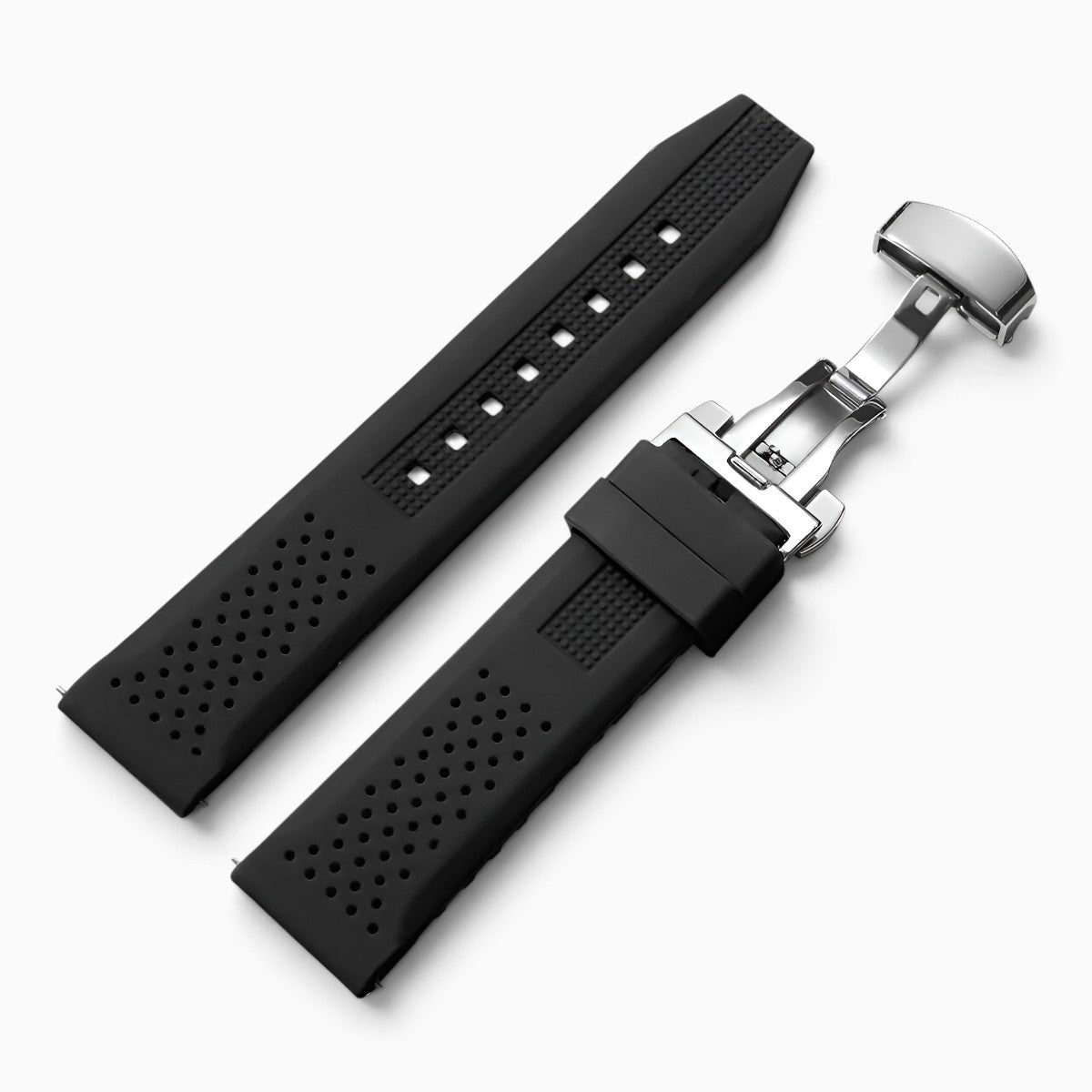 Bracelet montre silicone noir fermoir papillon