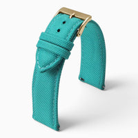 Bracelet montre toile de voile bleu ciel boucle dorée