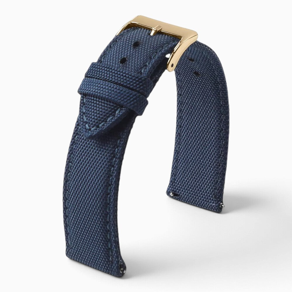 Bracelet montre toile de voile bleu marine boucle dorée
