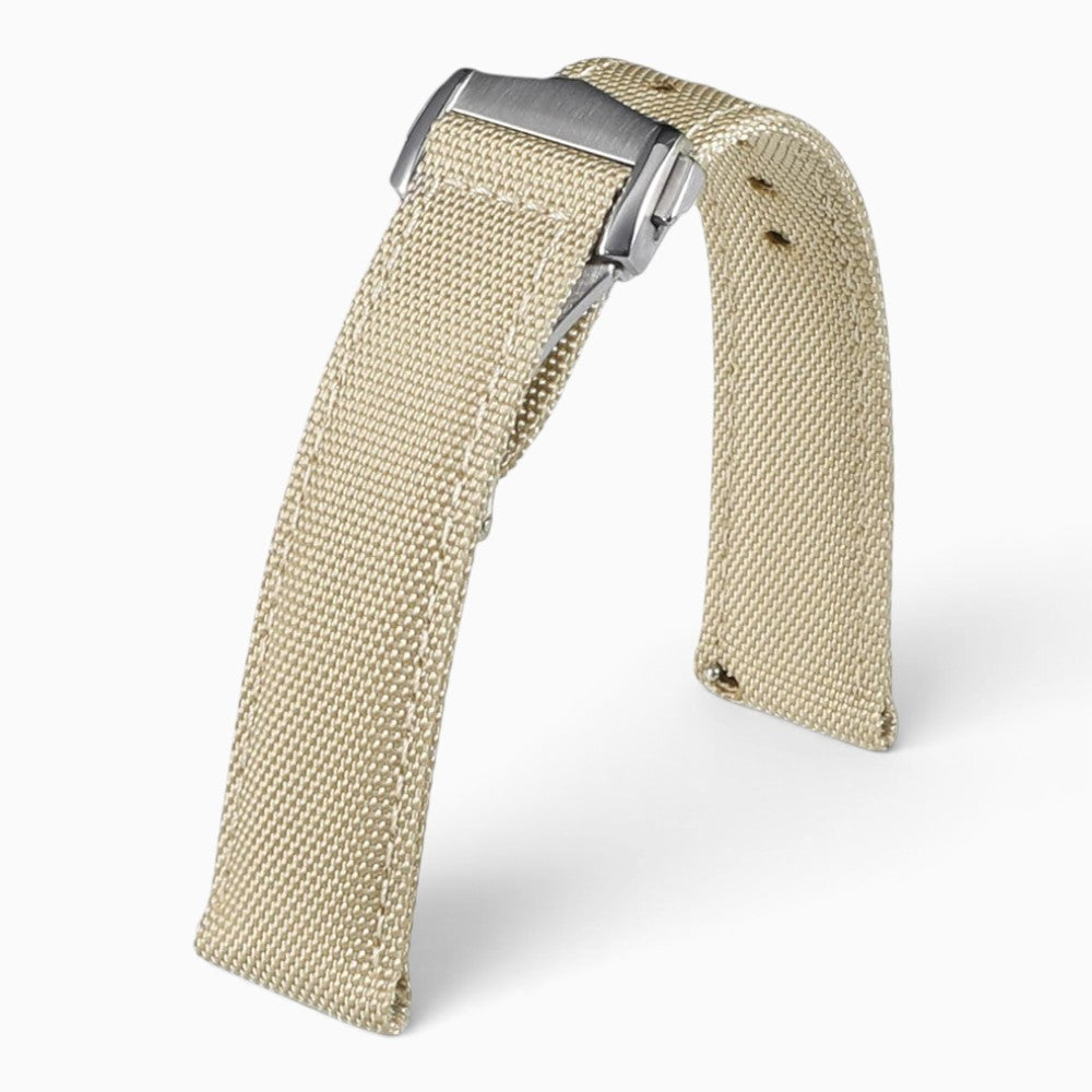 bracelet montre toile de voile beige boucle deployante