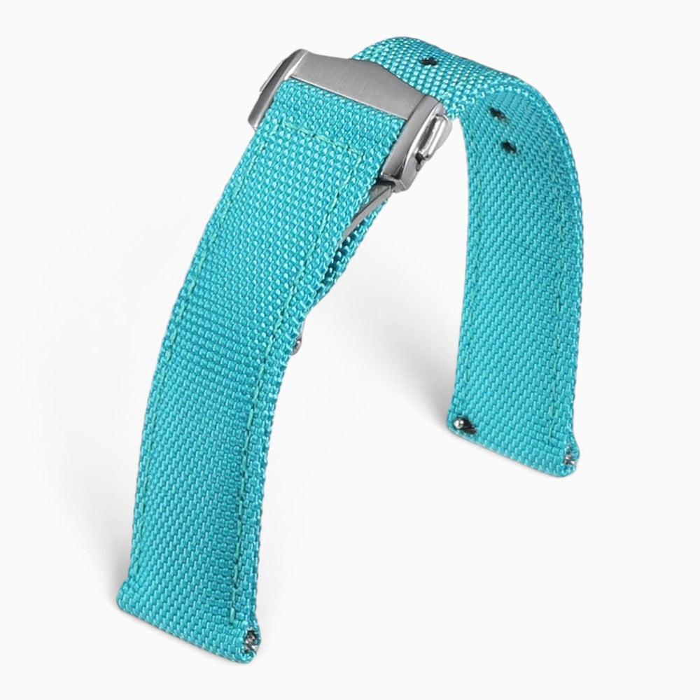 bracelet montre toile de voile bleu ciel boucle deployante