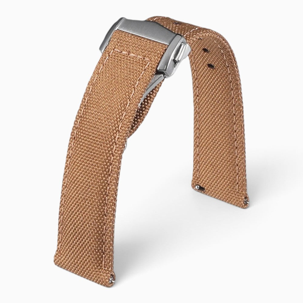 bracelet montre toile de voile marron boucle deployante
