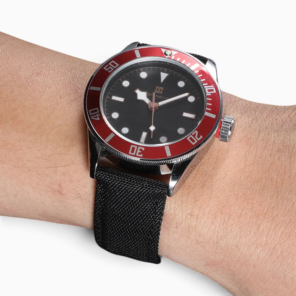 bracelet montre toile de voile noir boucle deployante