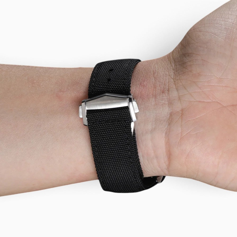 bracelet montre toile de voile noir boucle deployante