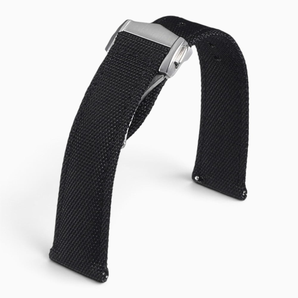 bracelet montre toile de voile noir boucle deployante