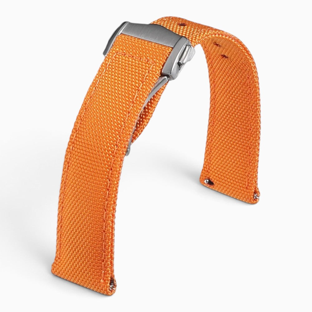 bracelet montre toile de voile orange boucle deployante