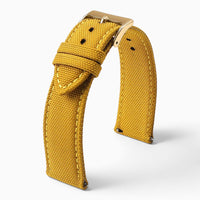 Bracelet montre toile de voile jaune boucle dorée