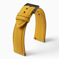 Bracelet montre toile de voile jaune boucle noire