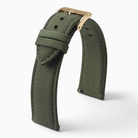 Bracelet montre toile de voile kaki boucle dorée