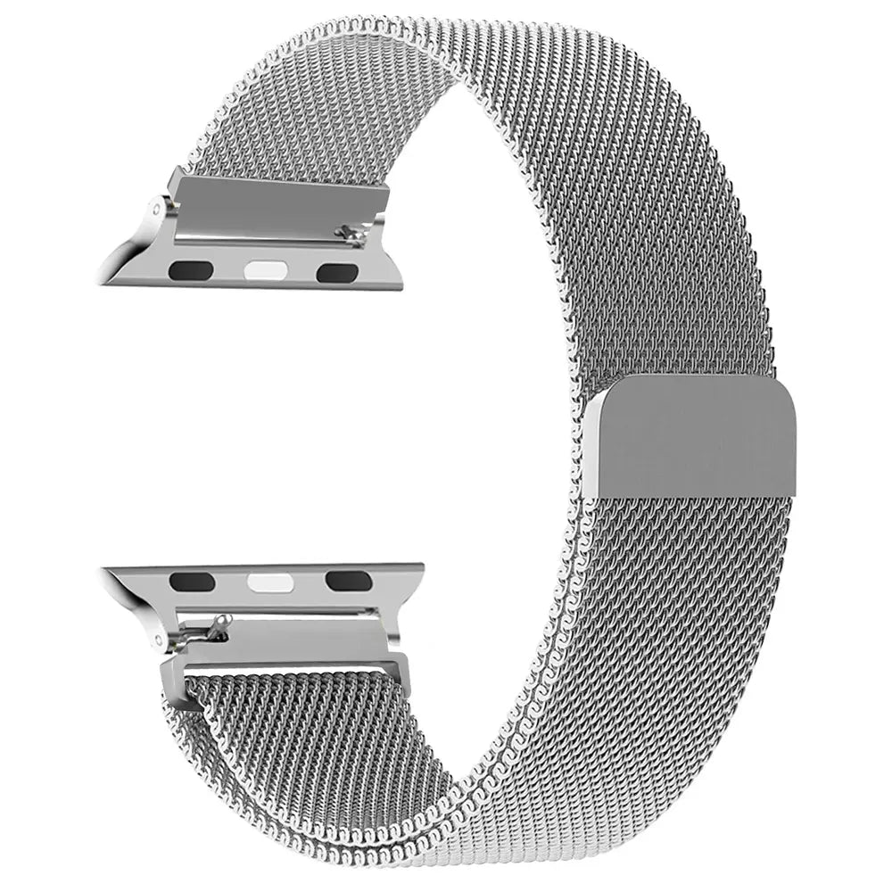 bracelet milanais apple watch magnétique argent