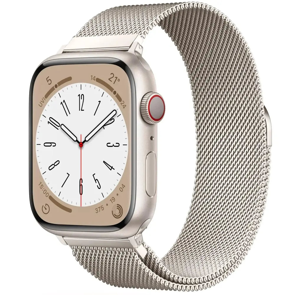 bracelet milanais apple watch magnétique couleur lumière stellaire beige