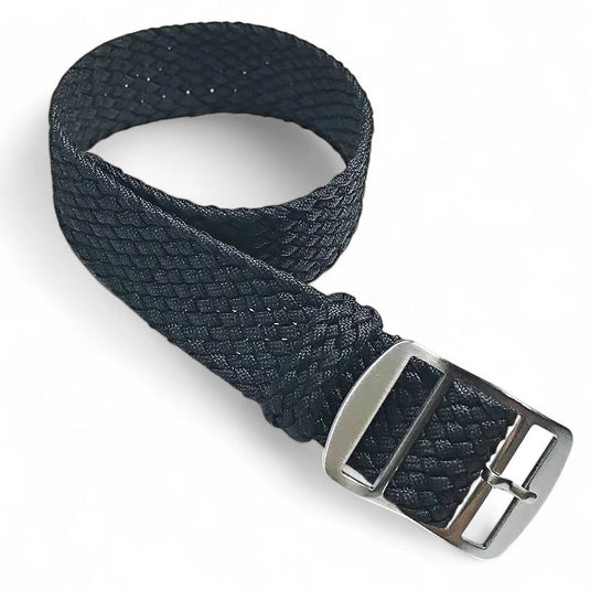bracelet montre nylon tissu tressé noir