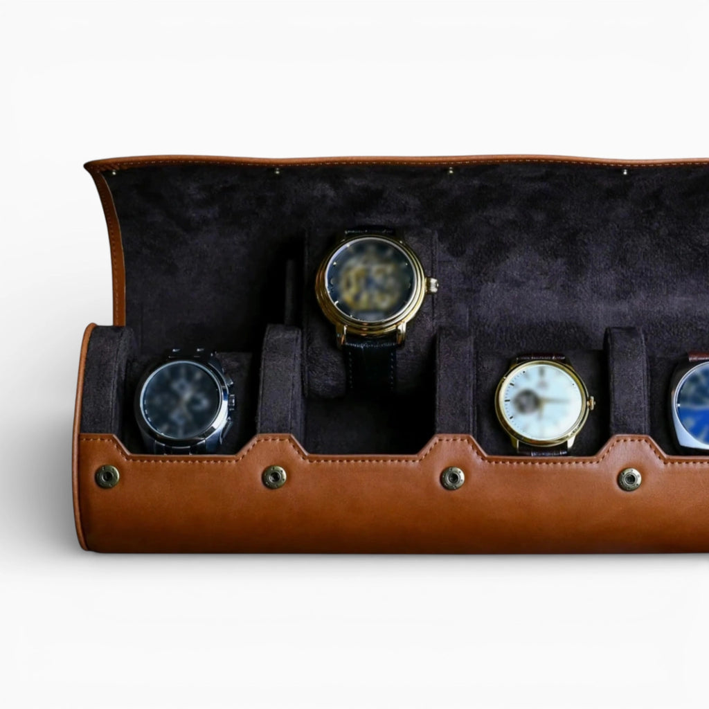 Étui 4 Montres en Cuir Marron
