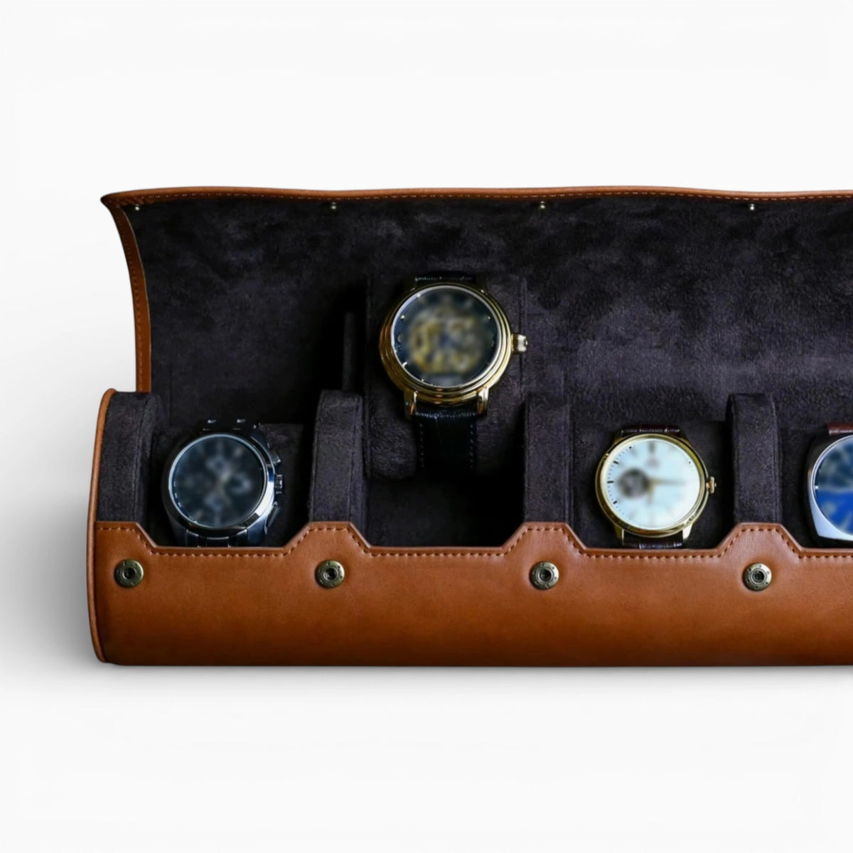Étui 4 Montres en Cuir Marron