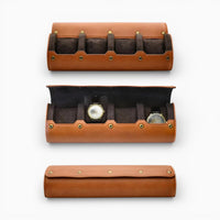 Étui 4 Montres en Cuir Marron